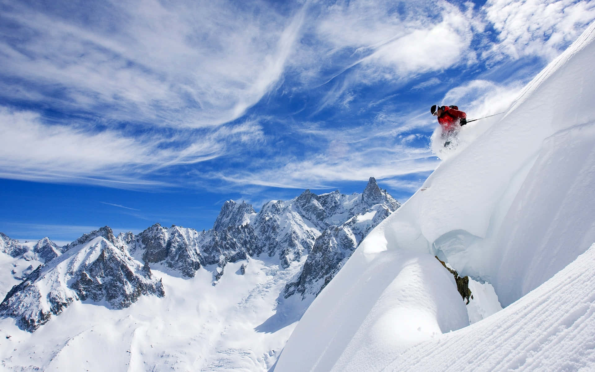 Ski Mountain Clear Day Background