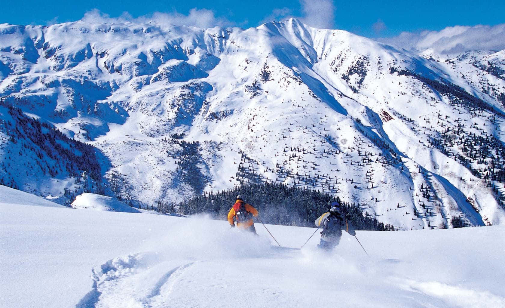 Ski Mountain With People Background