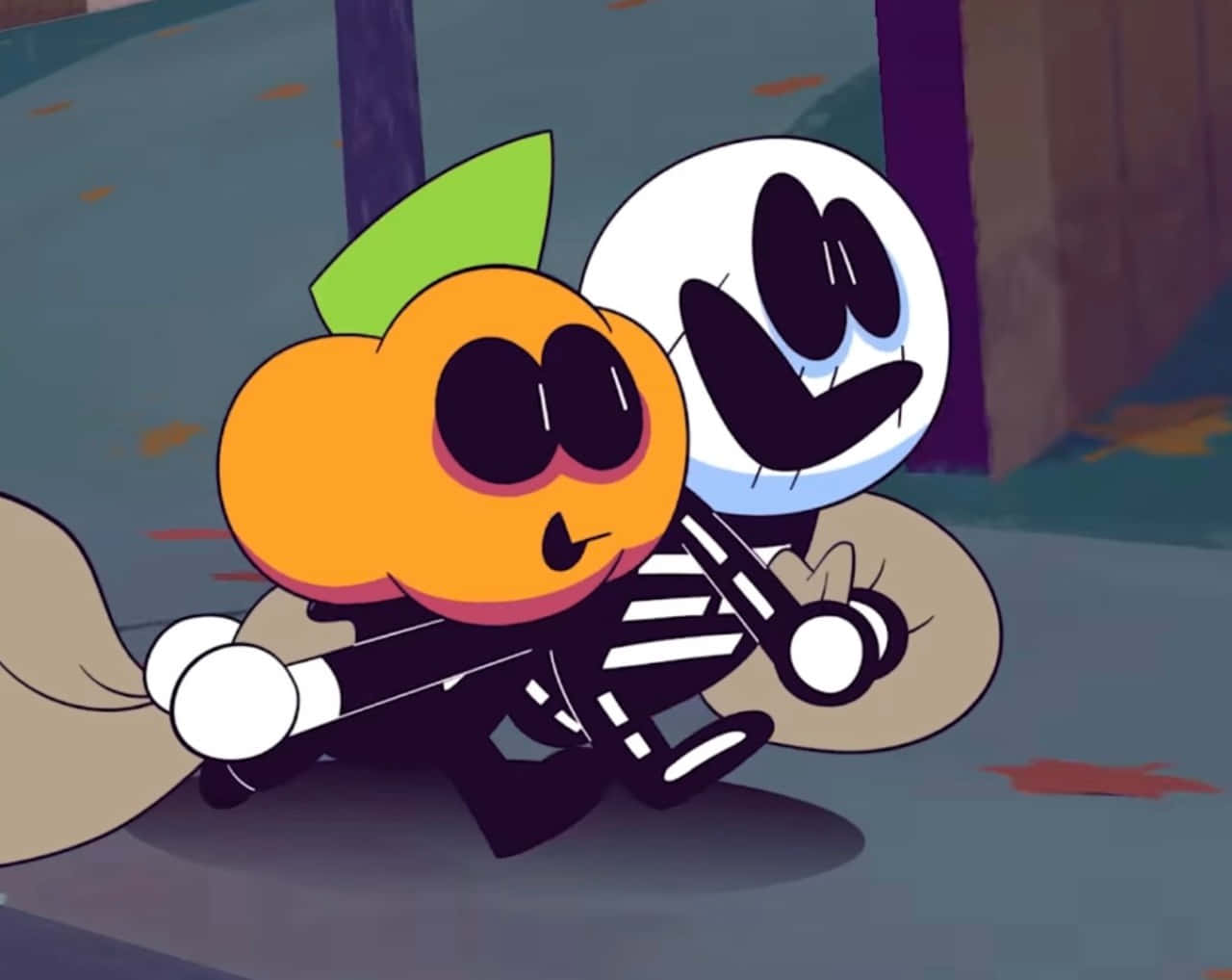 Skidand Pump Cartoon Characters Background