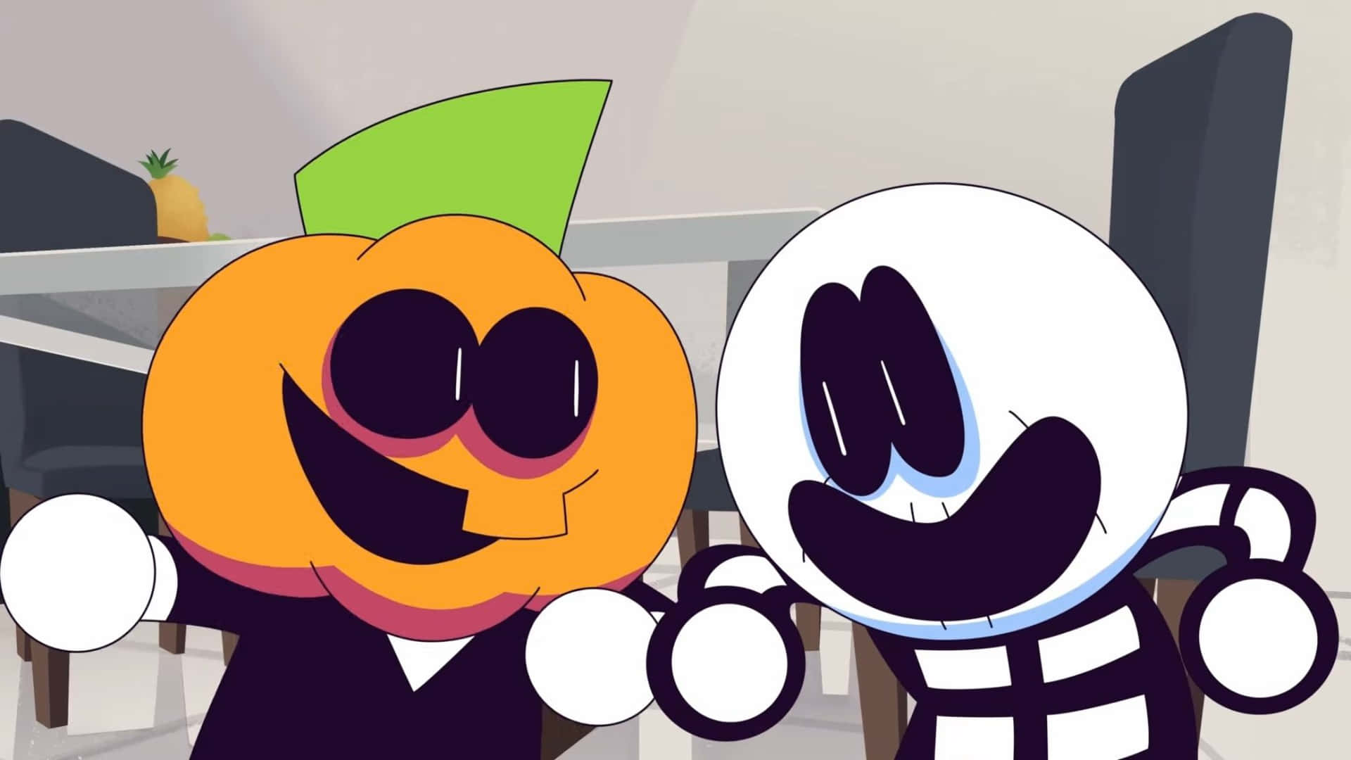 Skidand Pump Cartoon Characters Background