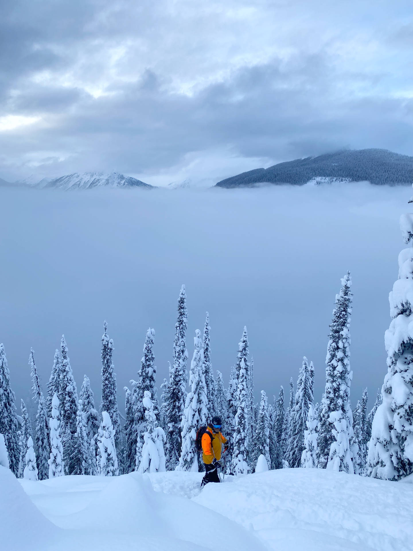 Skiing Sea Of Clouds Background