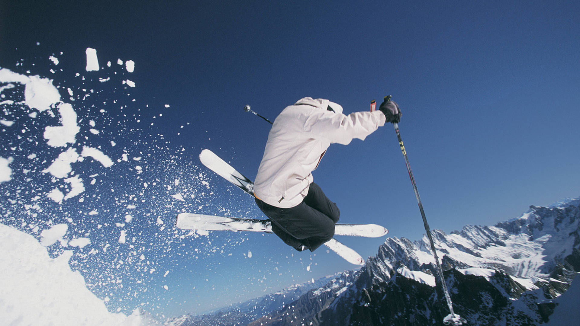 Skiing Snow In Air Background