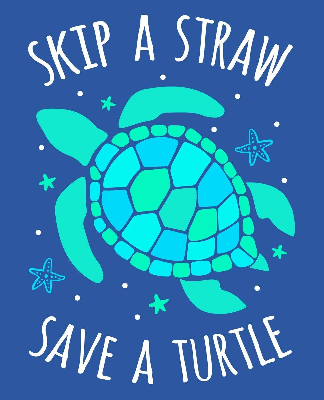 Skip Straw Save Cute Turtle