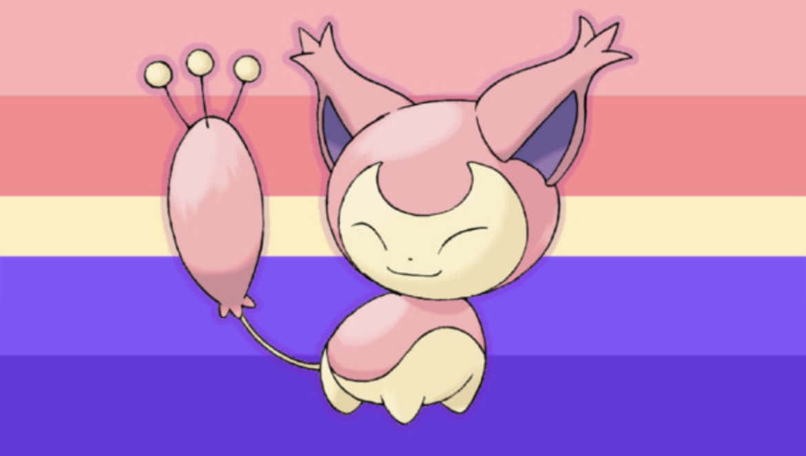 Skitty With Striped Background Background