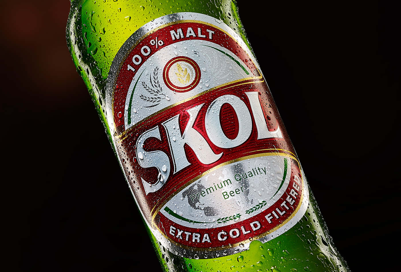 Skol Beer Bottle Closeup Background