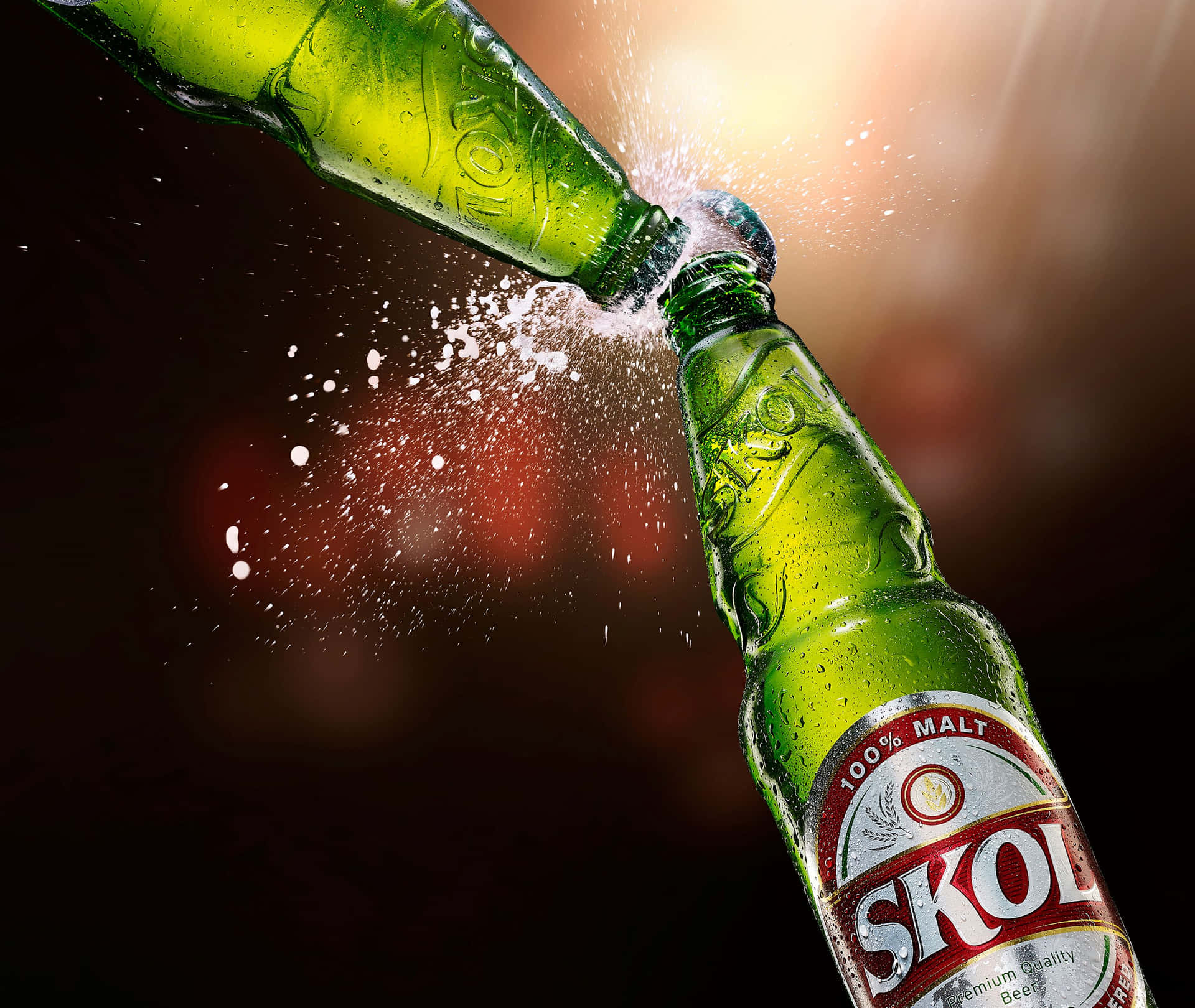 Skol Beer Bottle Splash Background