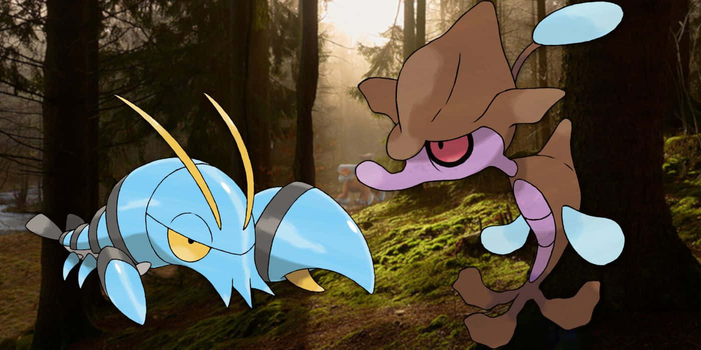 Skrelp And Clauncher In The Forest Background