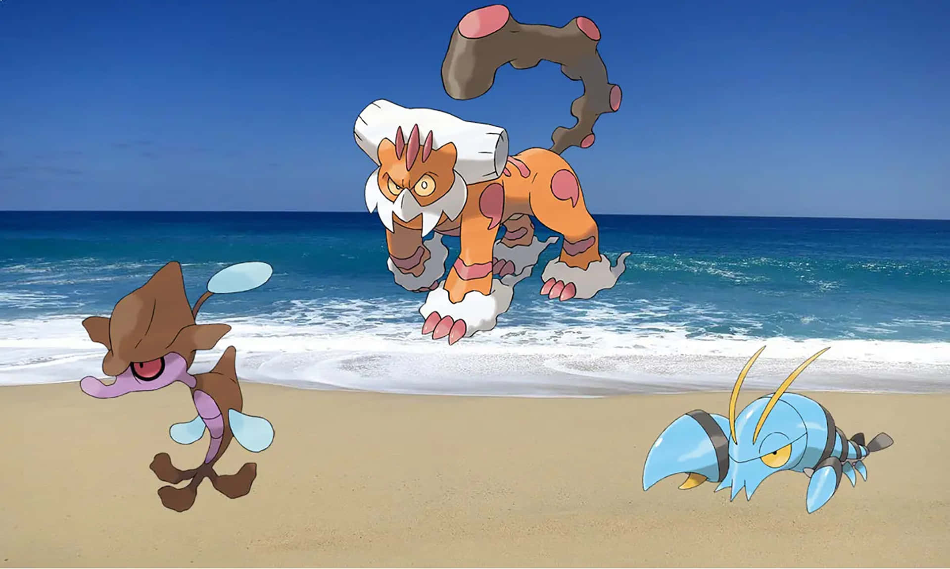 Skrelp, Clauncher, And Landorus Background