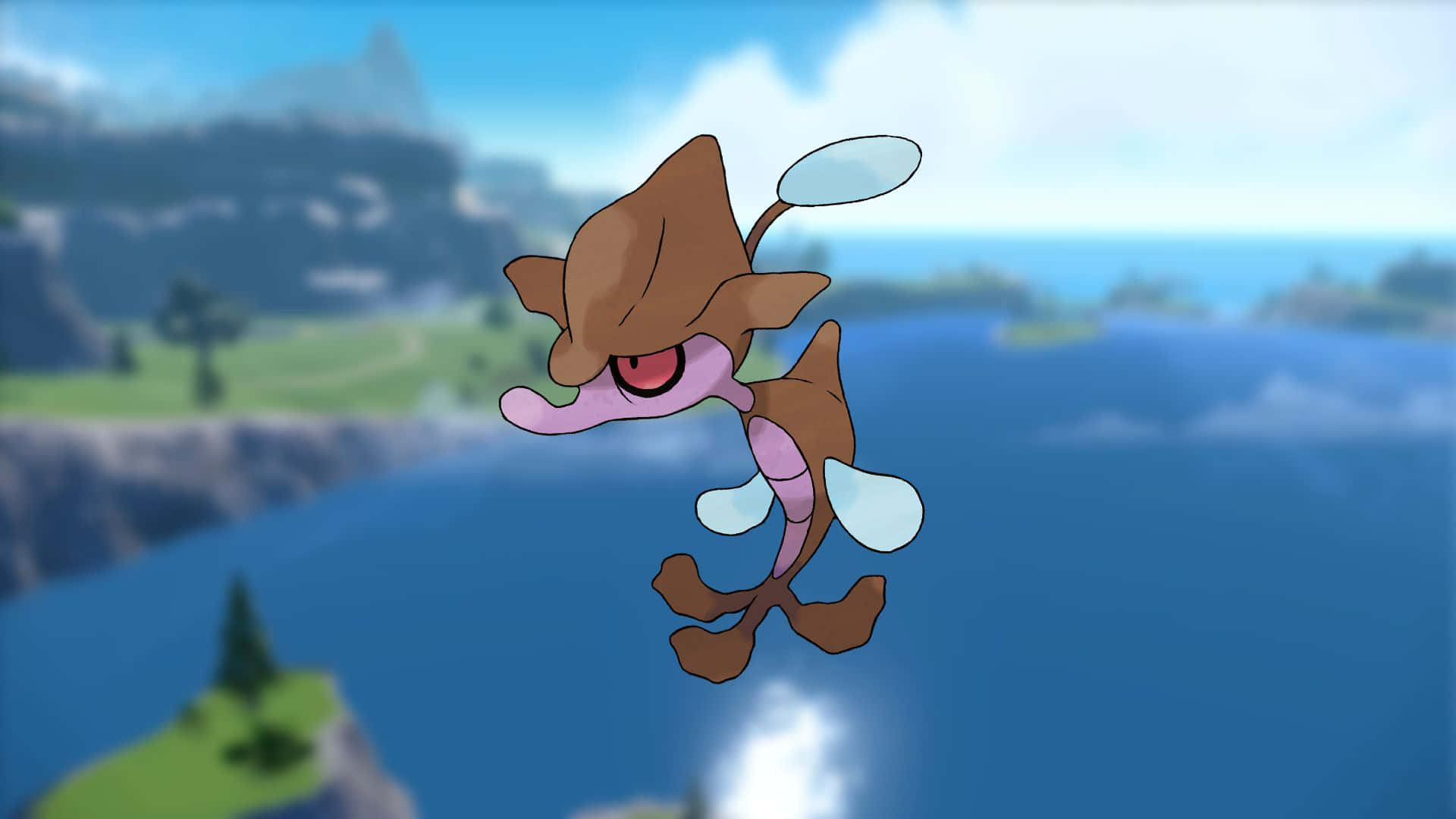 Skrelp Floating Above The Ocean Background