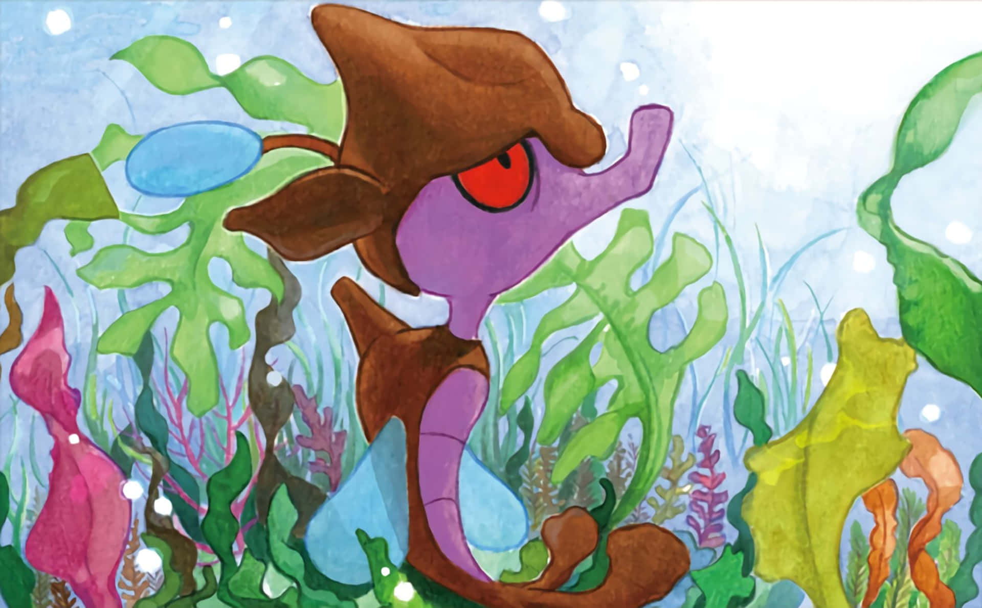 Skrelp Surrrounded By Colorful Seaweed Background