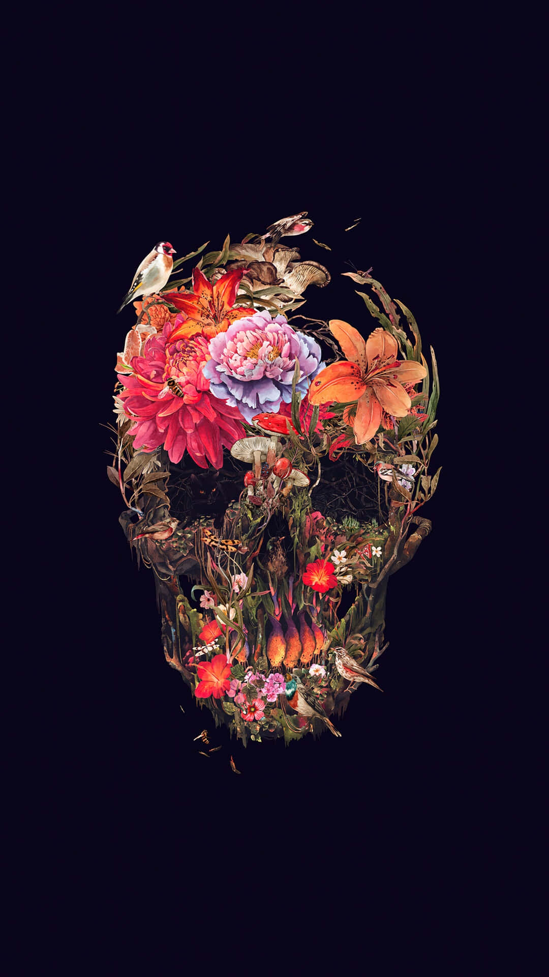 Skull And Crossbones Floral Background