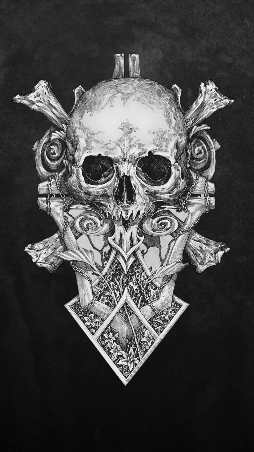 Skull And Crossbones Intricate Design Background