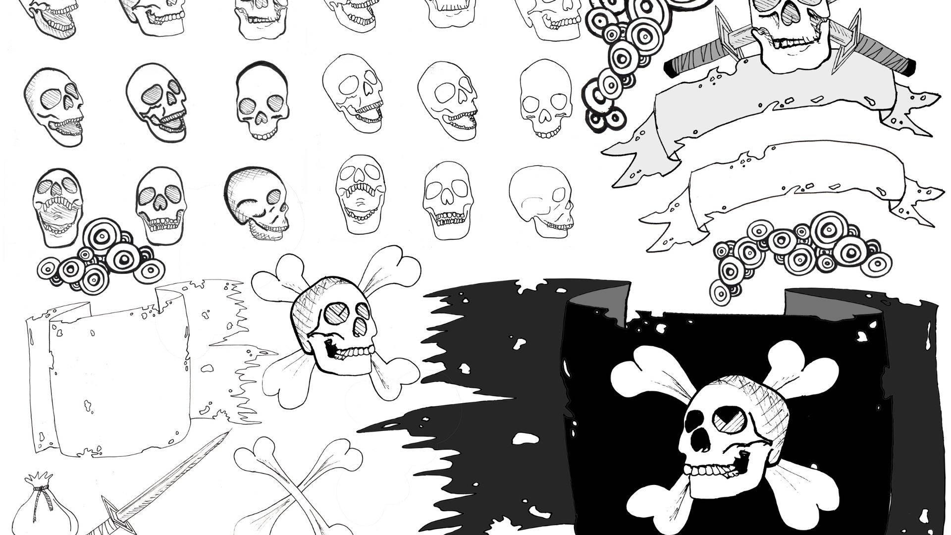 Skull And Crossbones Jolly Roger Kidcore Desktop Background