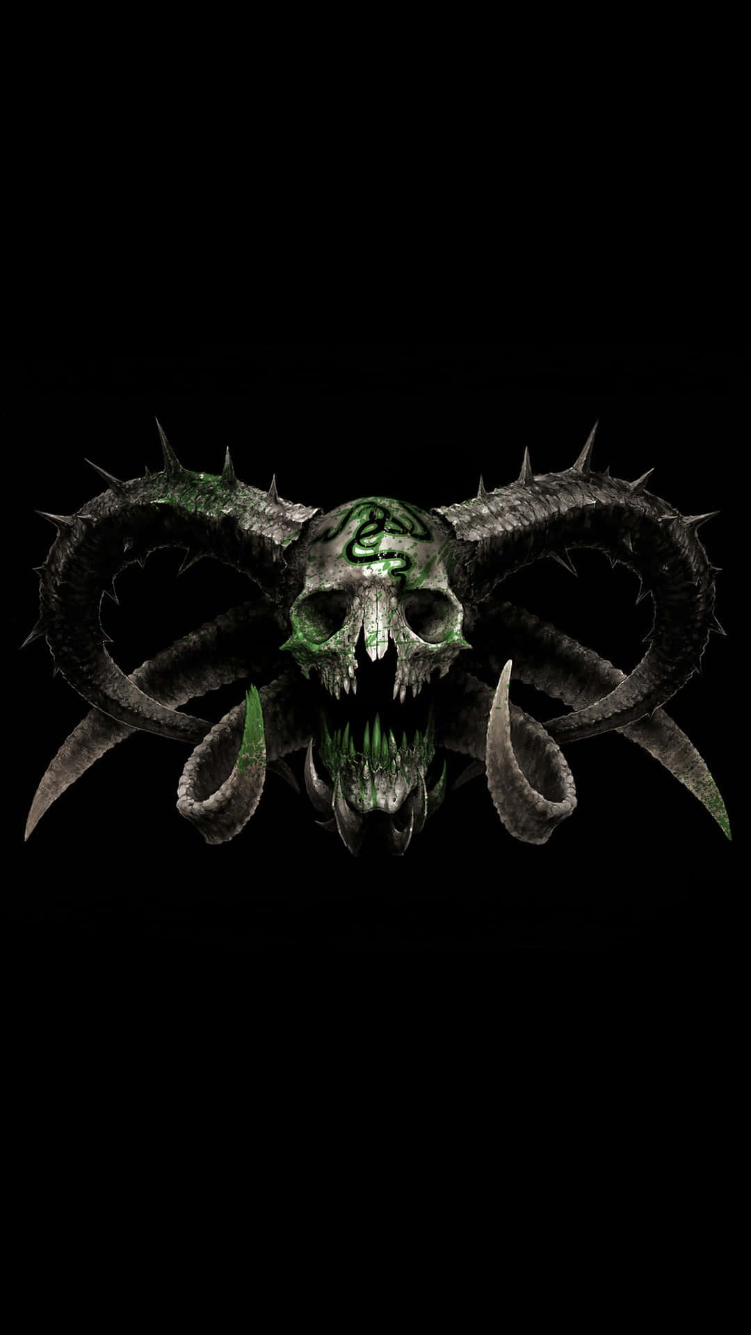 Skull And Crossbones With Long Horns Background