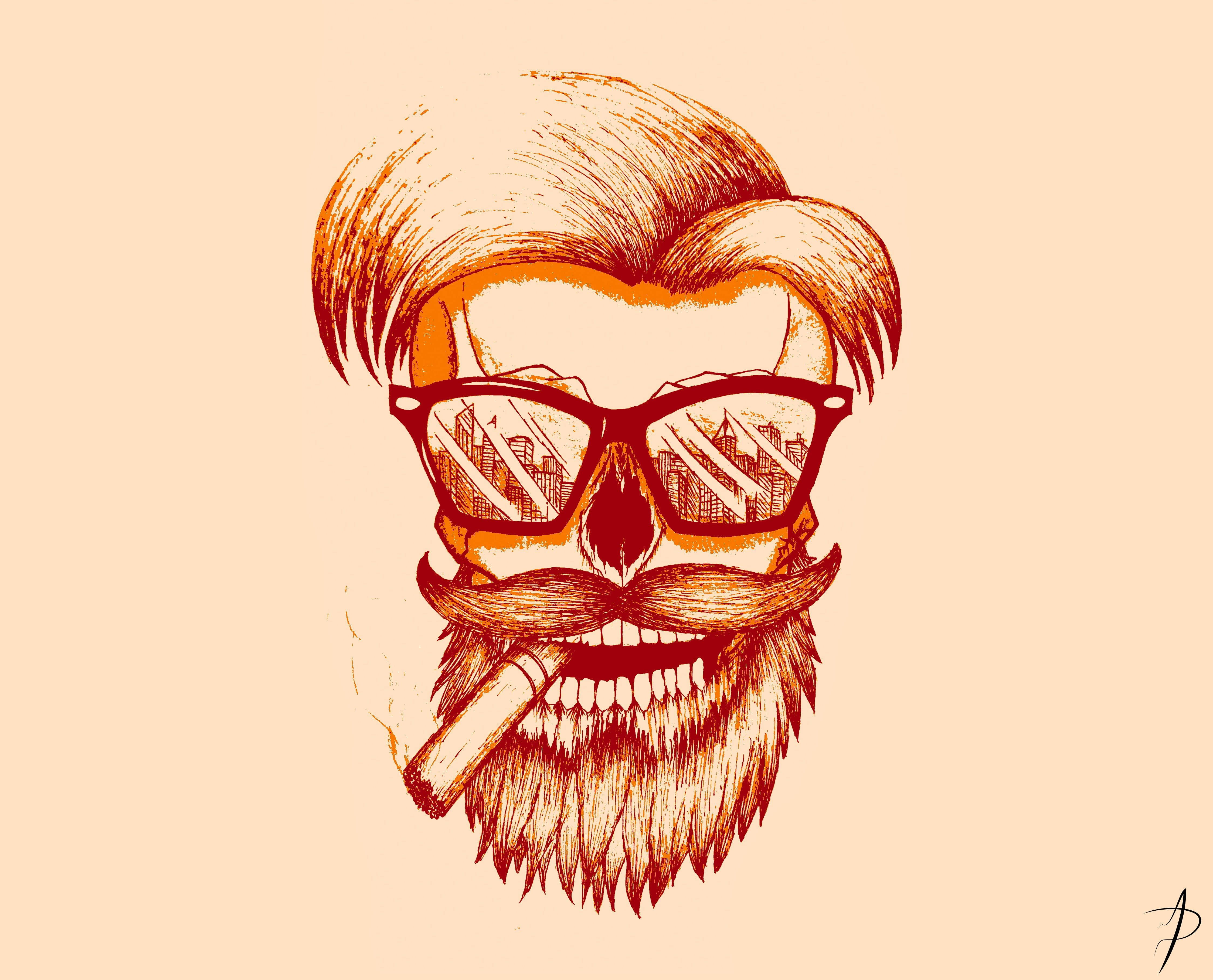 Skull Beard Logo With Tobacco