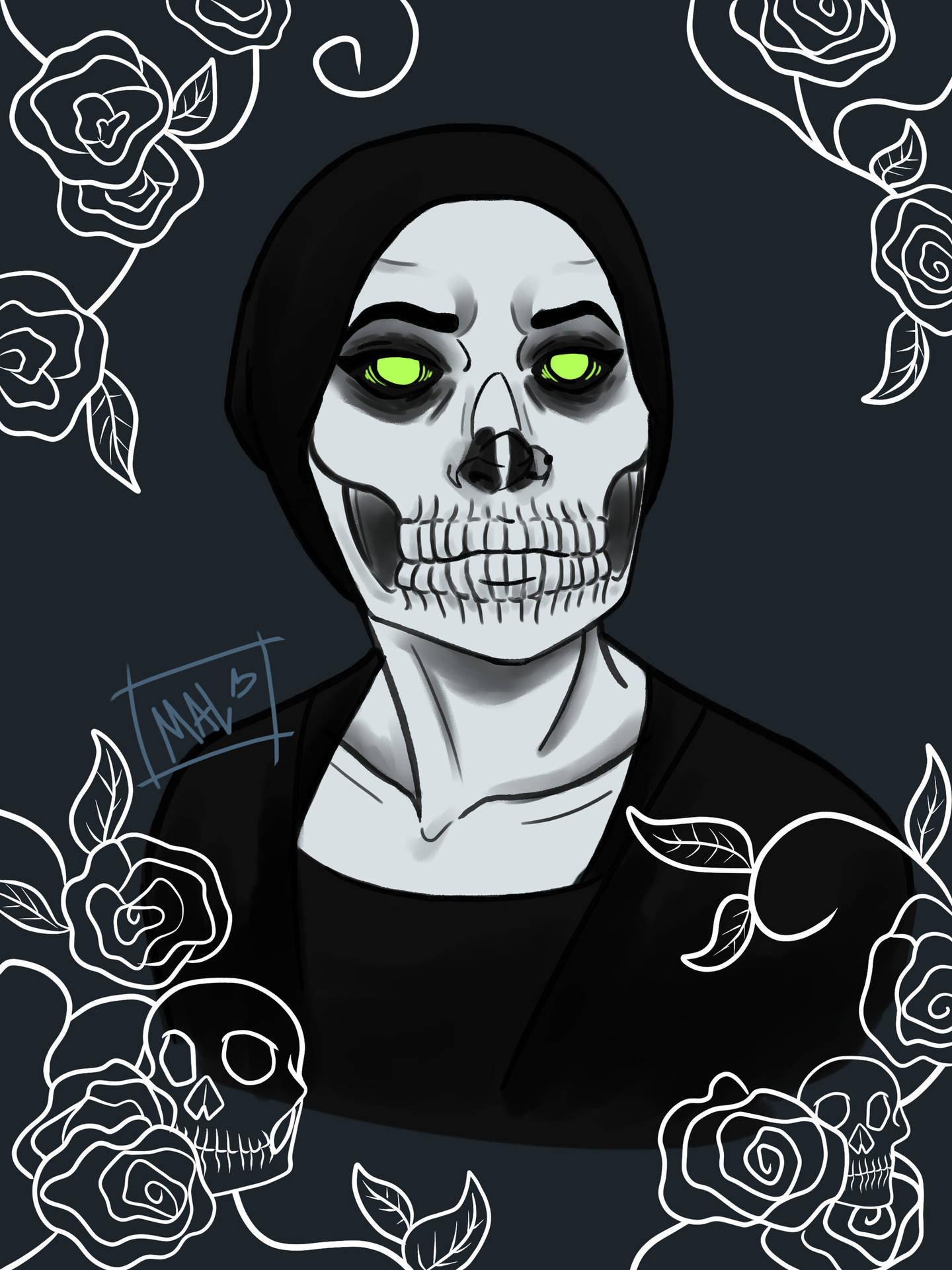 Skull-faced Man Halloween Pfp Background