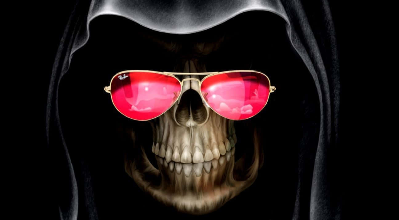 Skull Funny Face With Glasses Background
