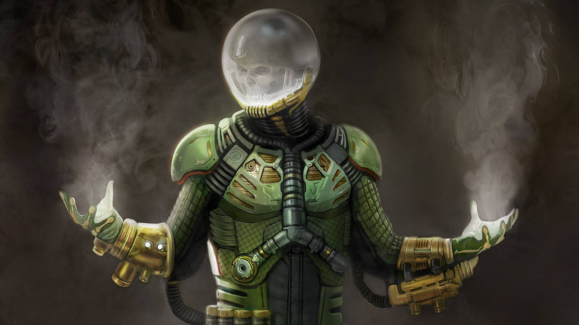 Skull Mysterio In Green Jumpsuit Background