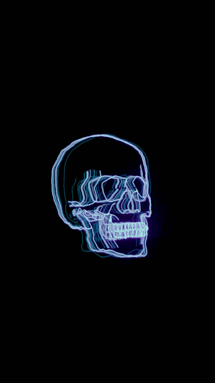Skull Neon Aesthetic Dark Blue Hd Background