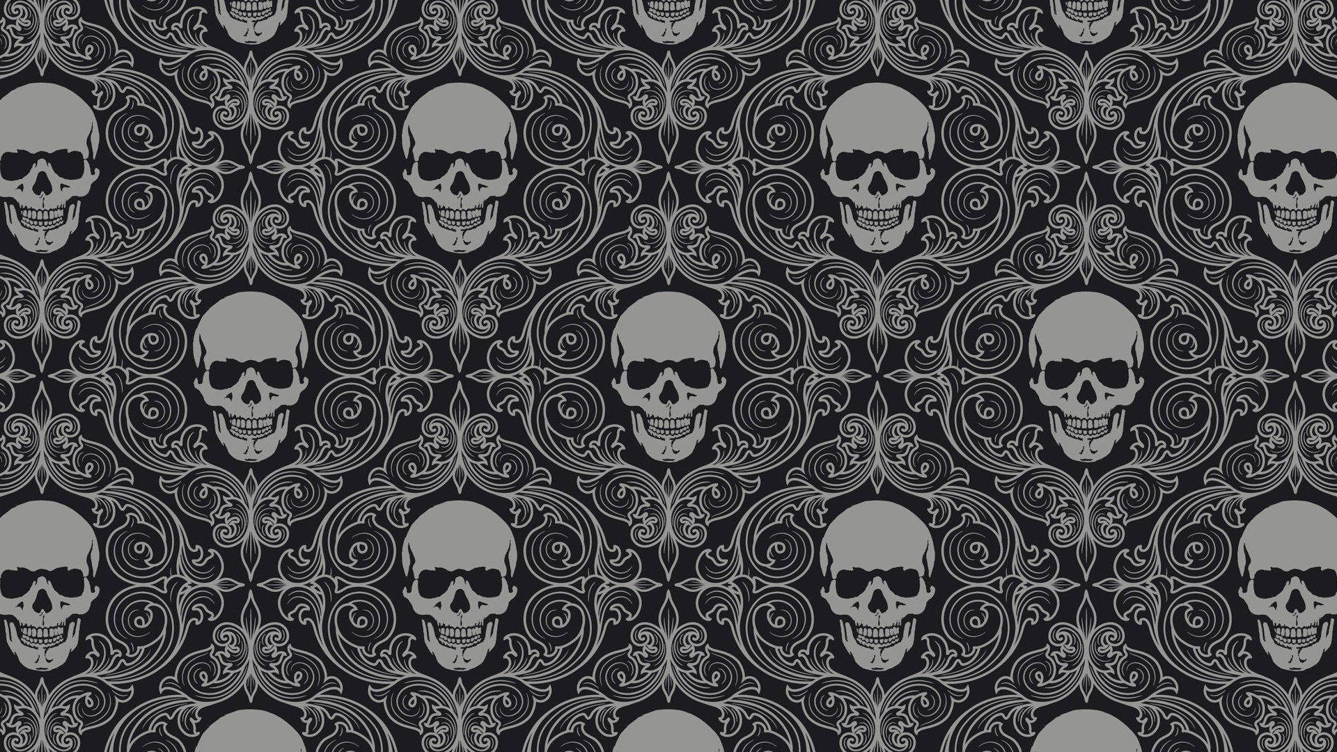 Skull Pattern Paisley Print Background