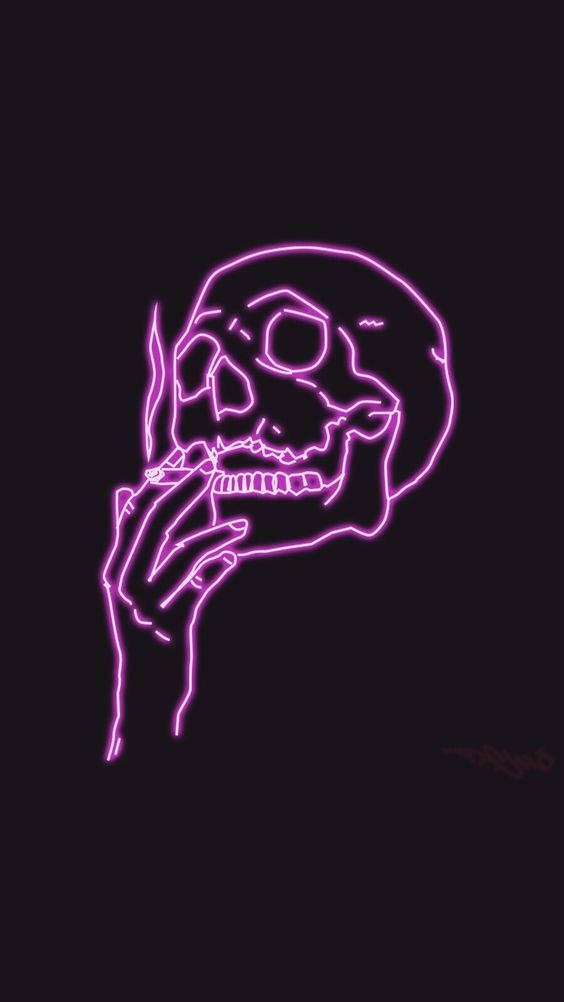 Skull Pink Neon Aesthetic Background