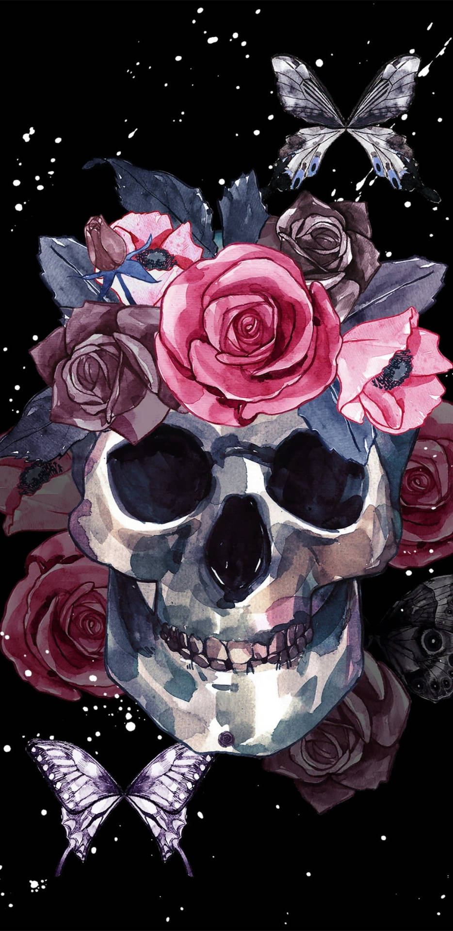 Skull Rose Aesthetic Background