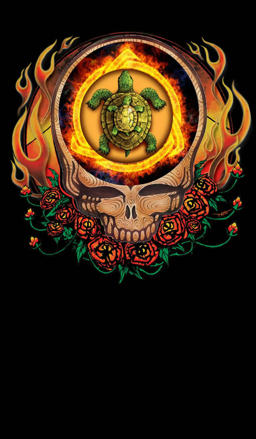 Skull With A Turtle As A Grateful Dead Iphone Background