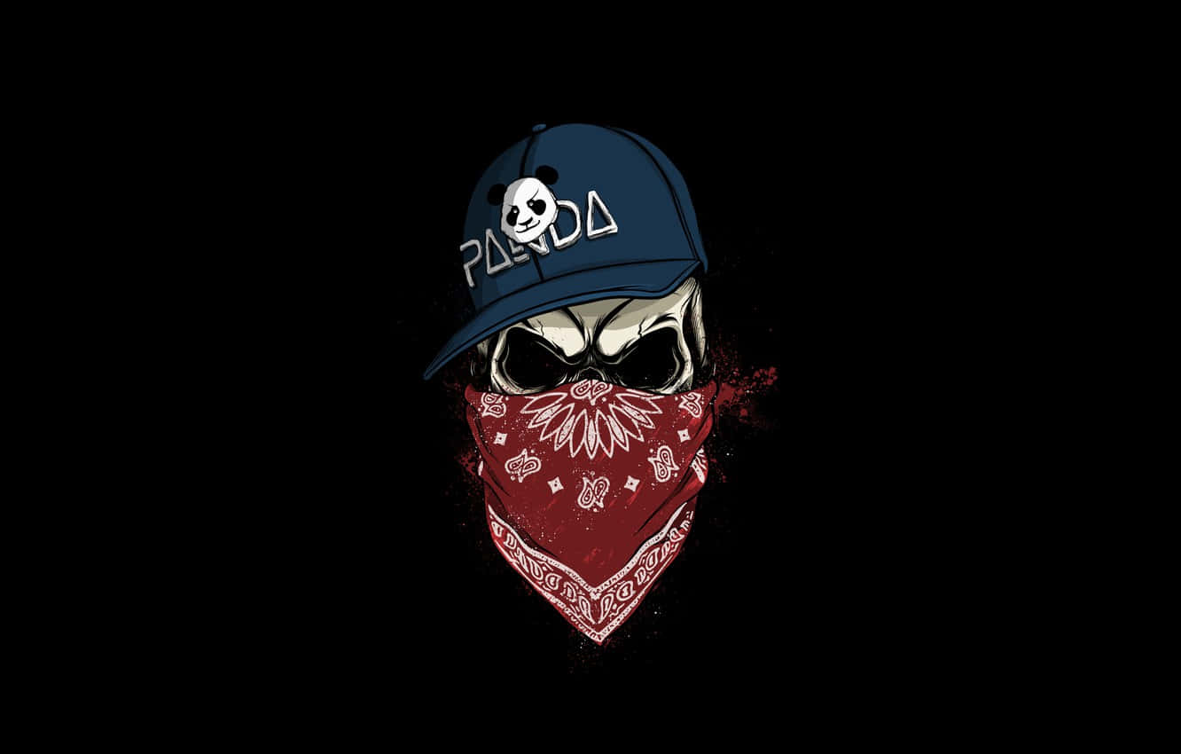 Skull With Cap And Bandana Art