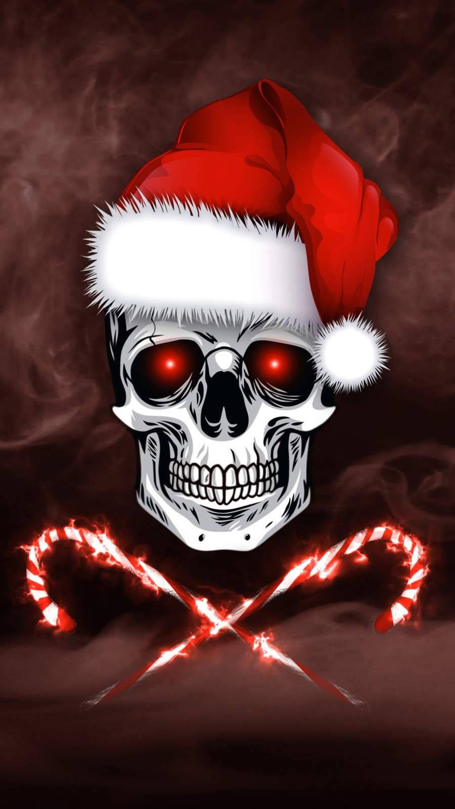 Skull With Glowing Eyes For Gothic Christmas Background