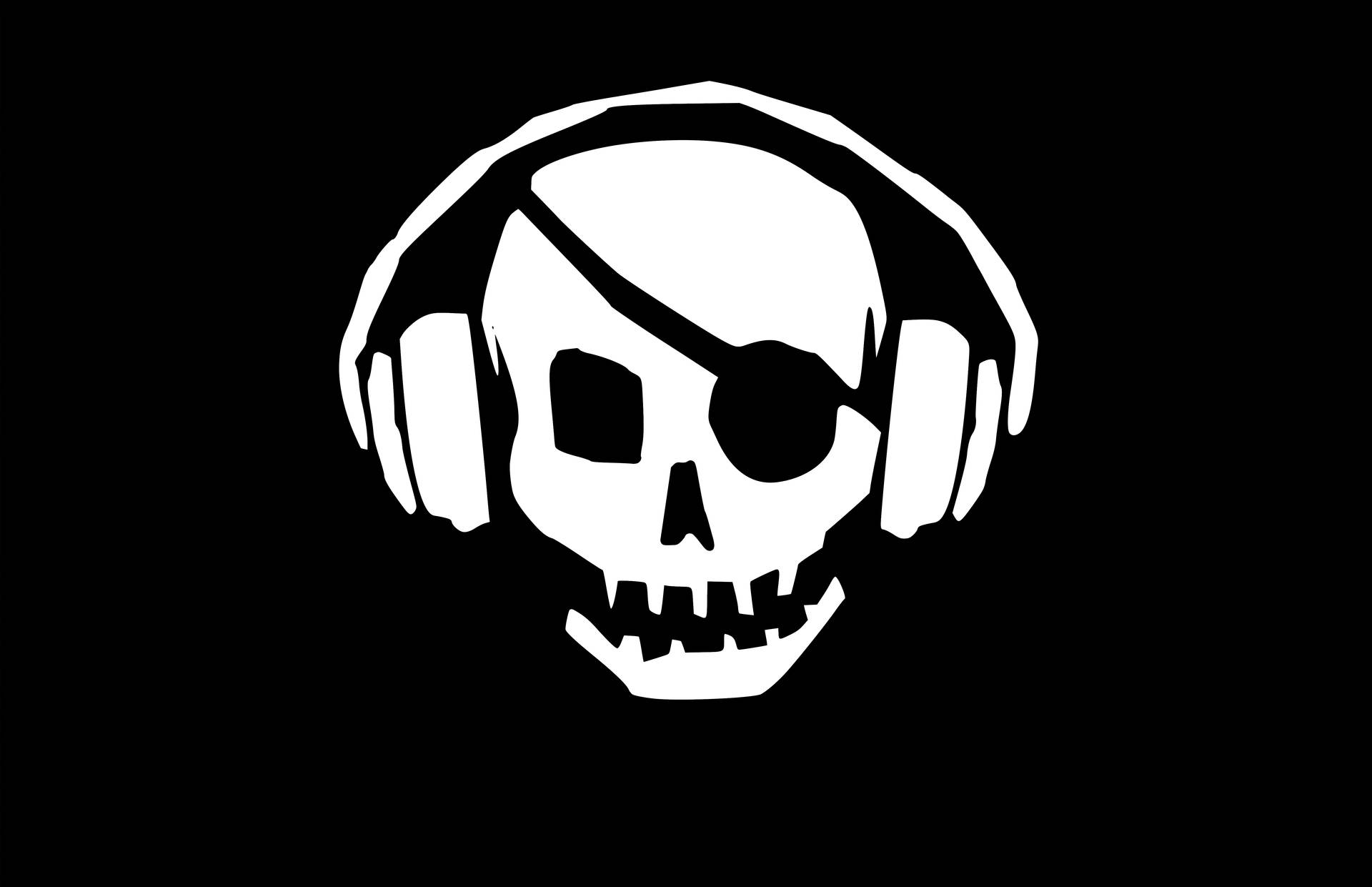 Skull With Headphones Computer Lock Screen