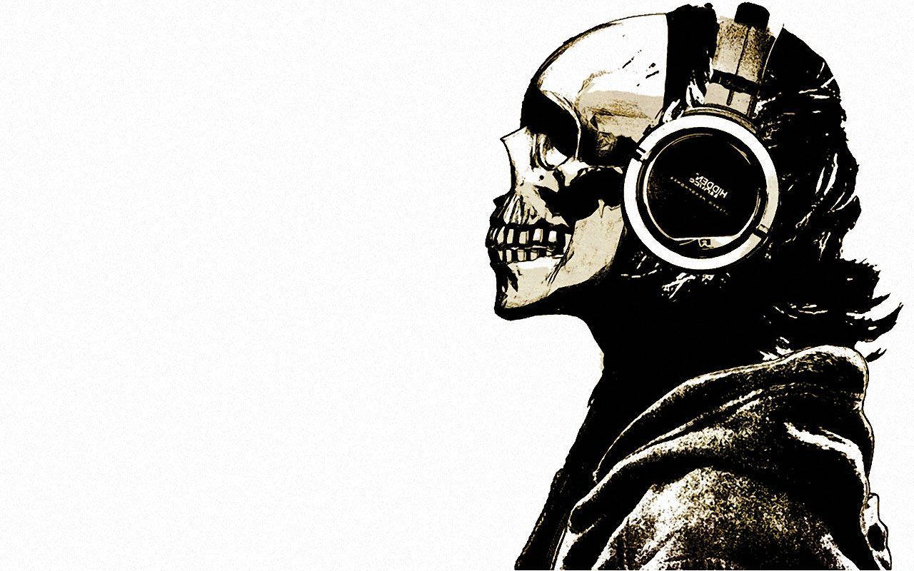 Skull With Headset Background
