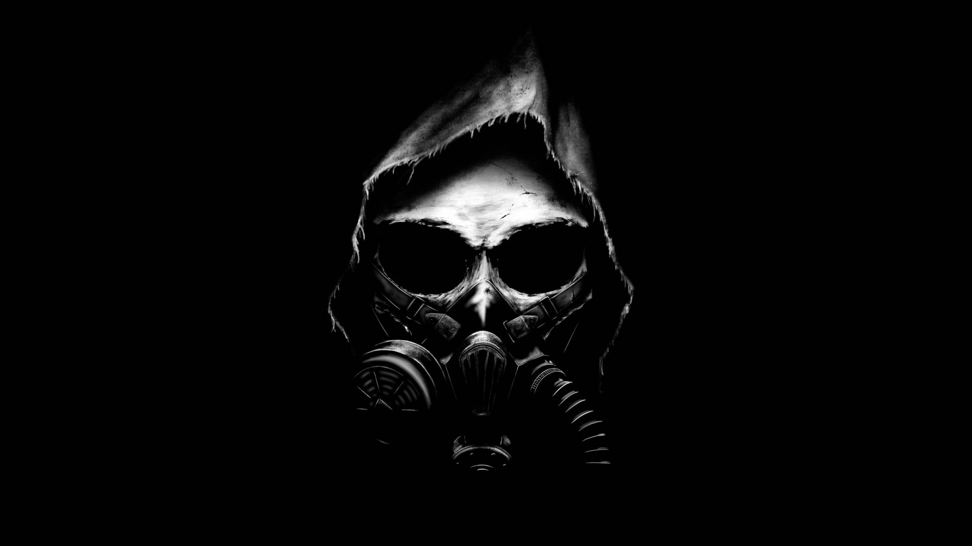 Skull With Respirator Dark 4k Background