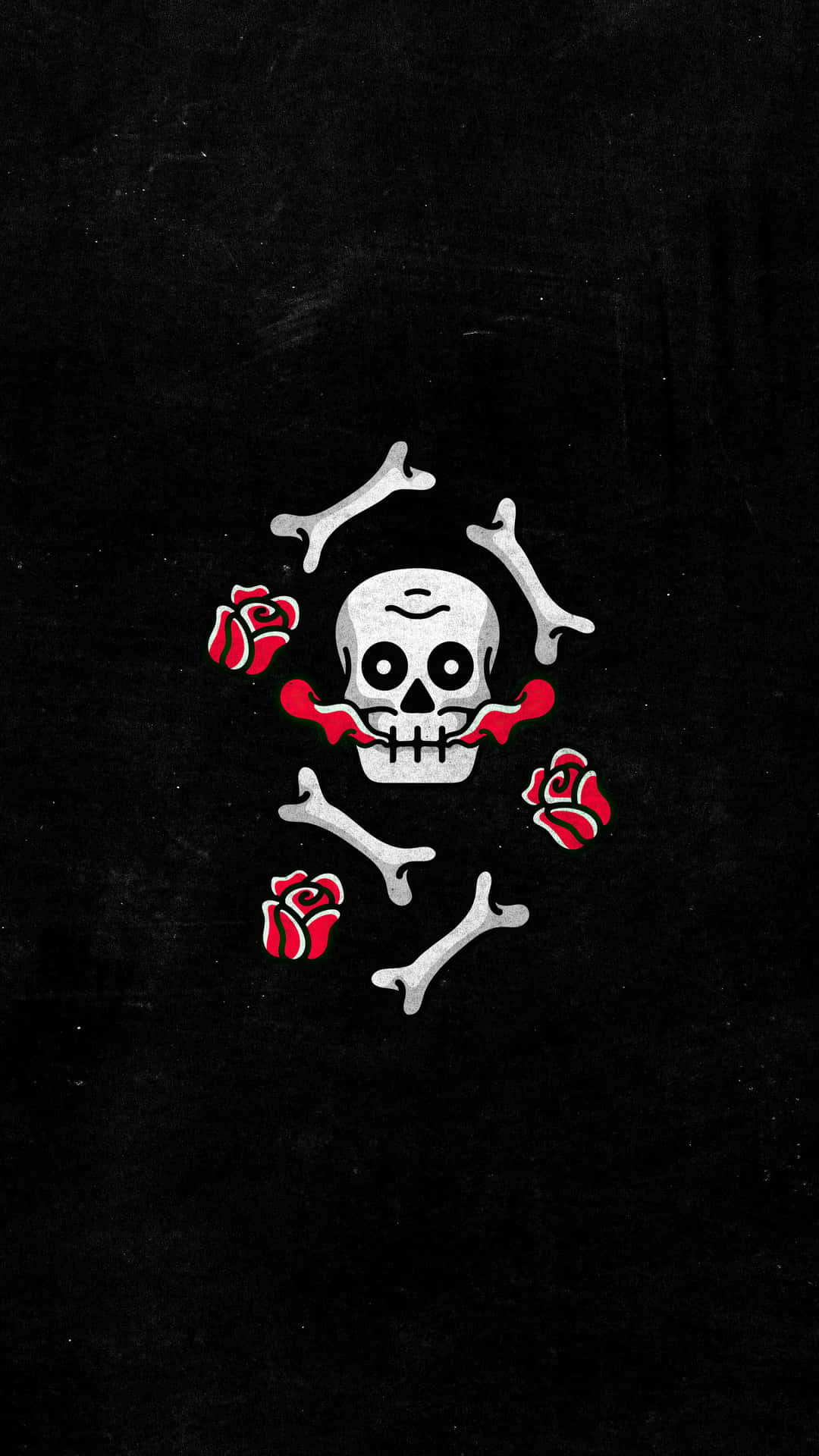 Skulls And Crossbones With Red Roses Background