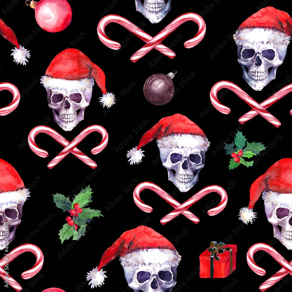 Skulls With Canes For Gothic Christmas