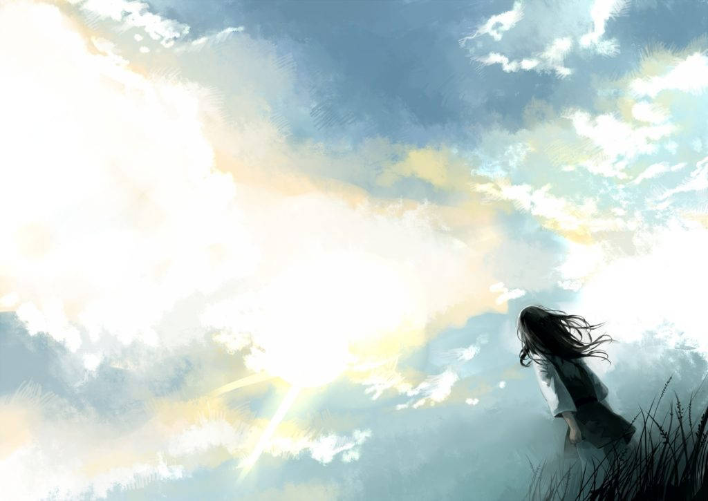 Sky And Girl Anime Desktop Background