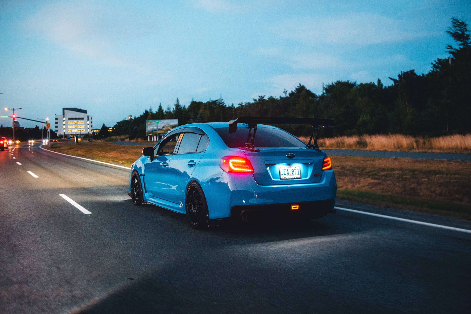 Sky Blue Dusk Subaru Wrx Sti 4k Background