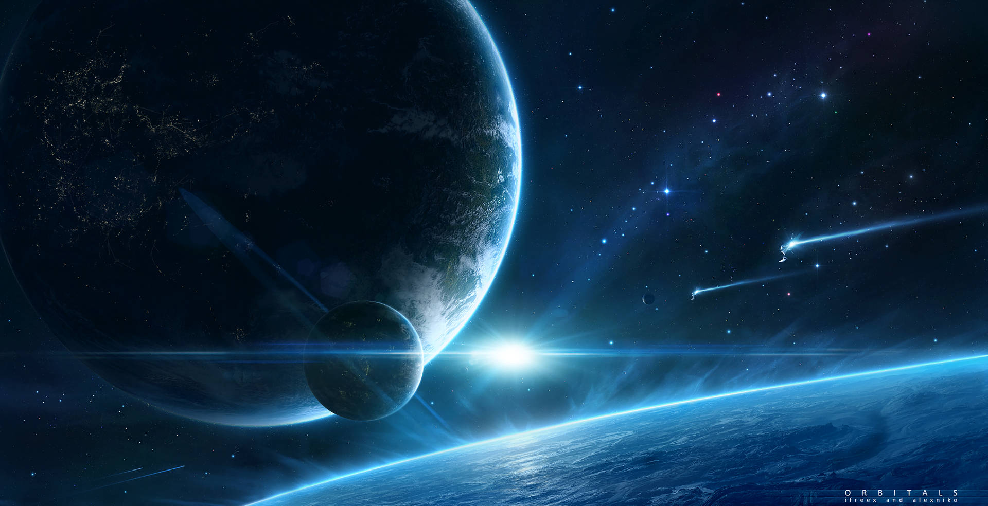 Sky Blue Planet Outer Space Background