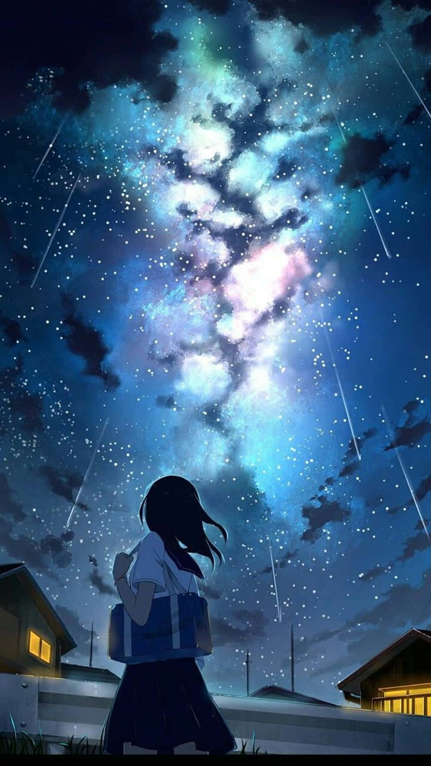 Sky Illuminated With Stars Night Anime