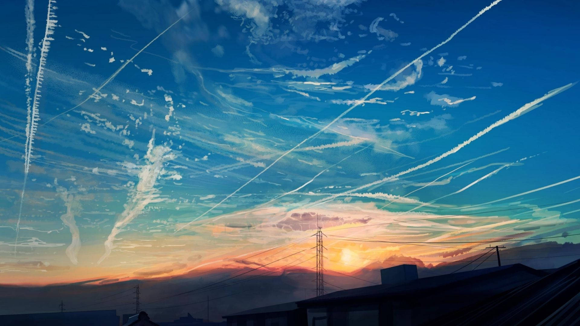 Sky View Cloud Strips Background