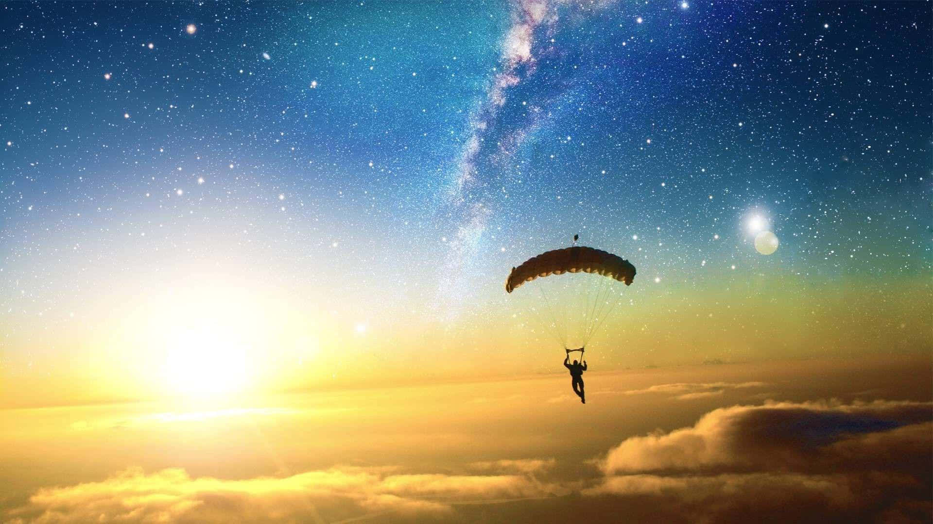 Skydiving Silhouette Sunset View