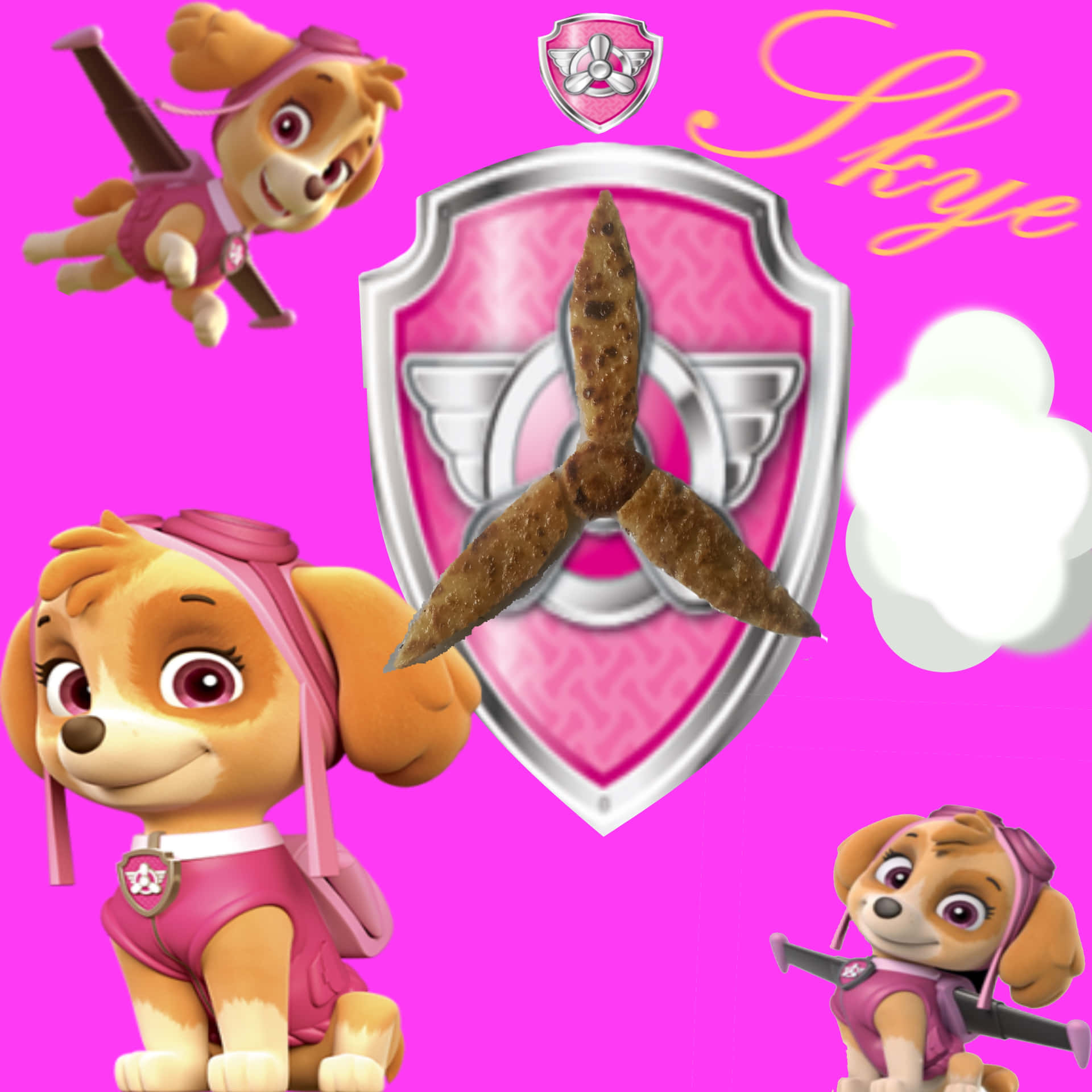 Skye Paw Patrol Pink Badge Fan Art Background