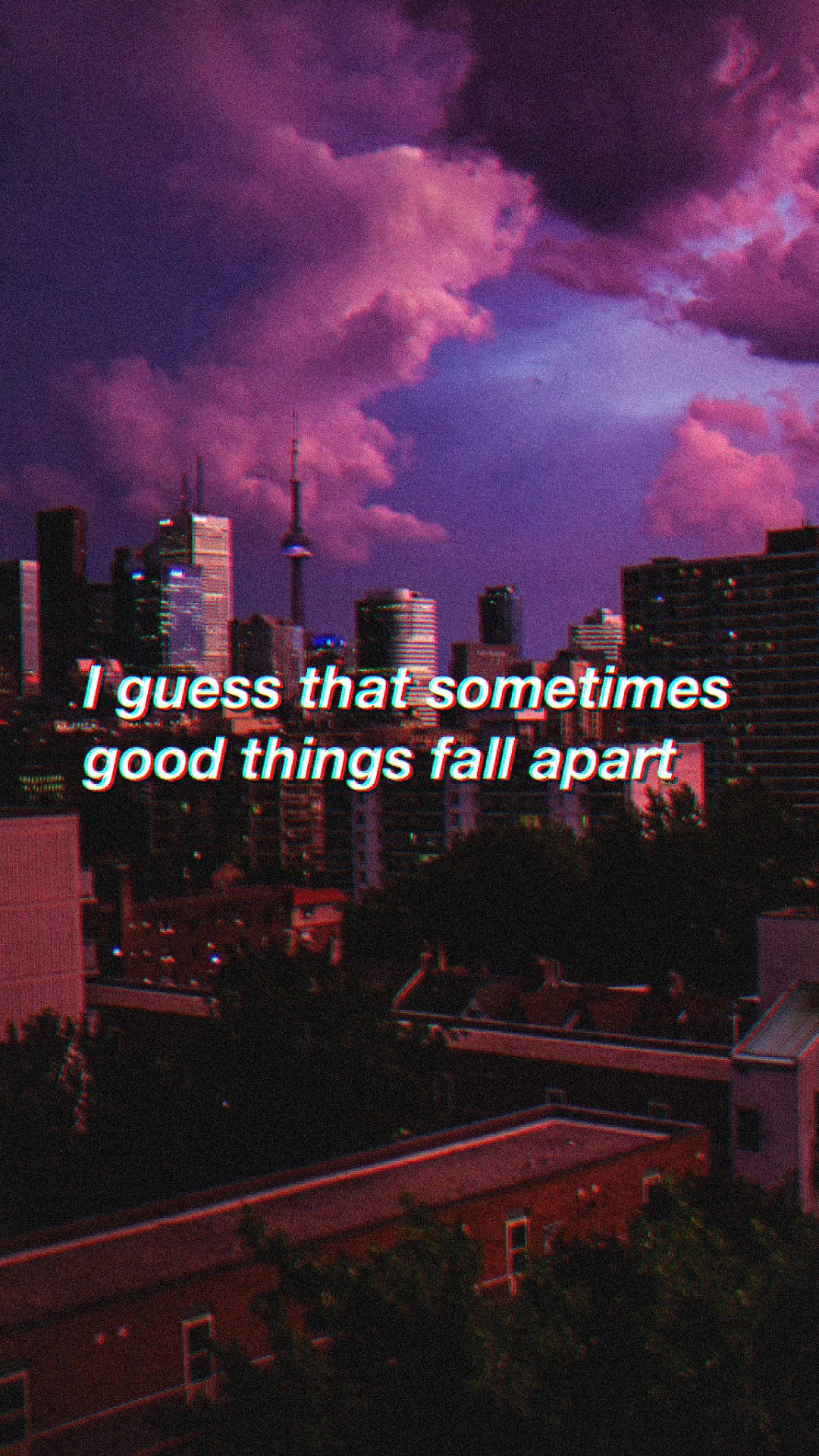 Skyline And Sad Aesthetic Quote Background