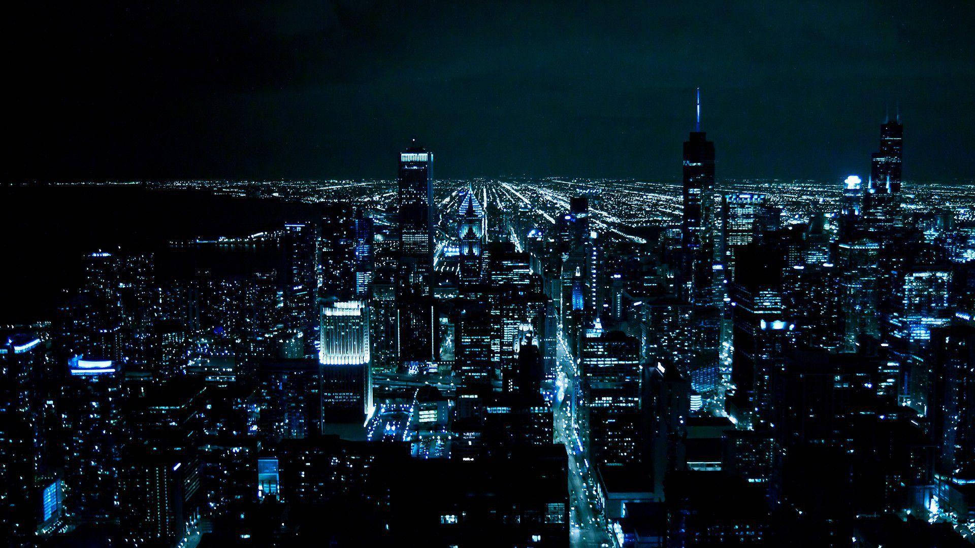 Skyline Dark And Blue Aesthetic Laptop Background