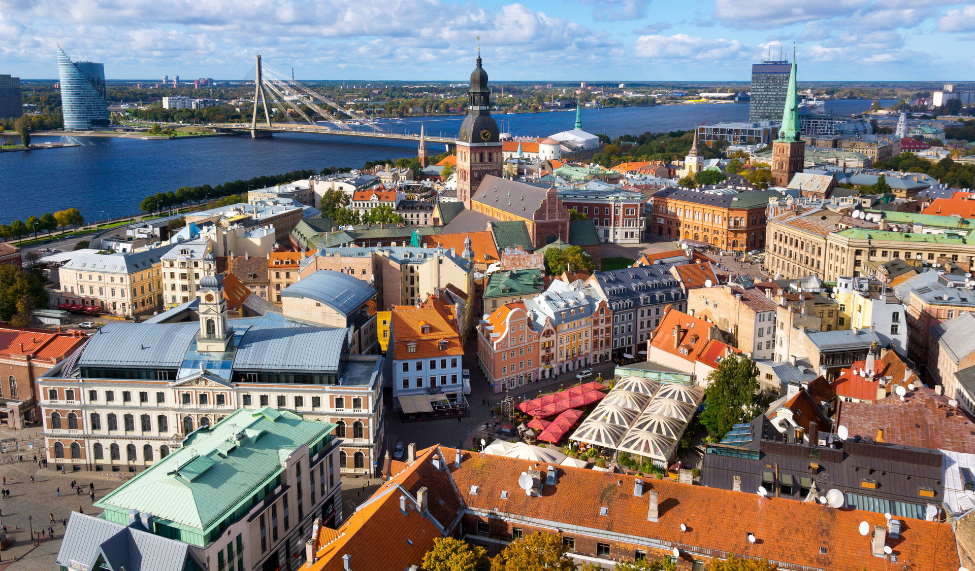 Skyline Of Riga, Latvia Background