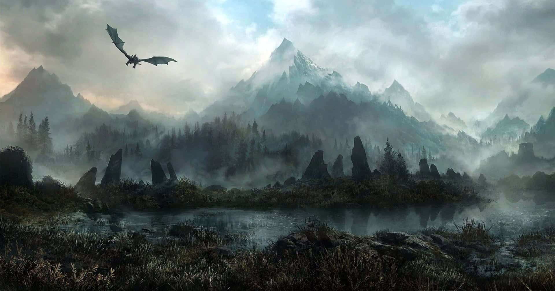 Skyrim Dragon Flying Desktop