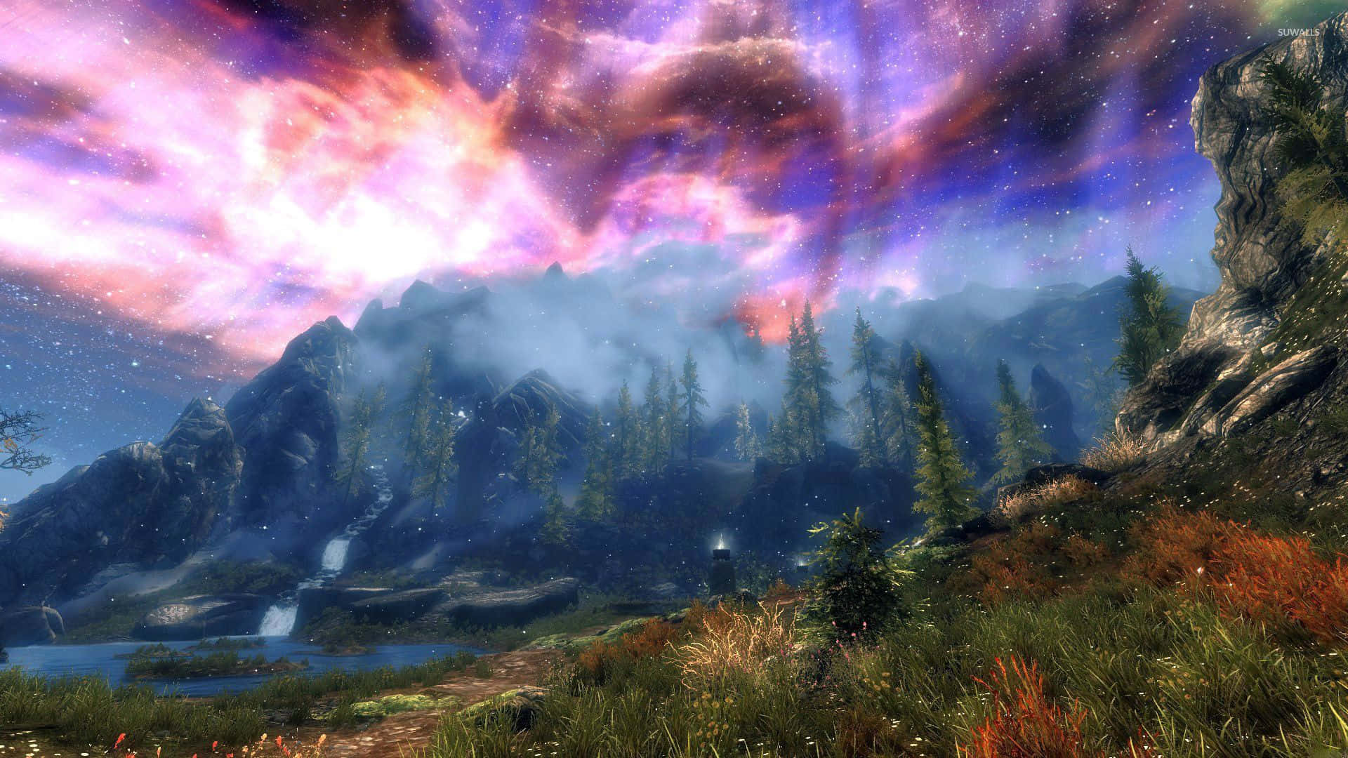Skyrim Galactic Sky Desktop Background