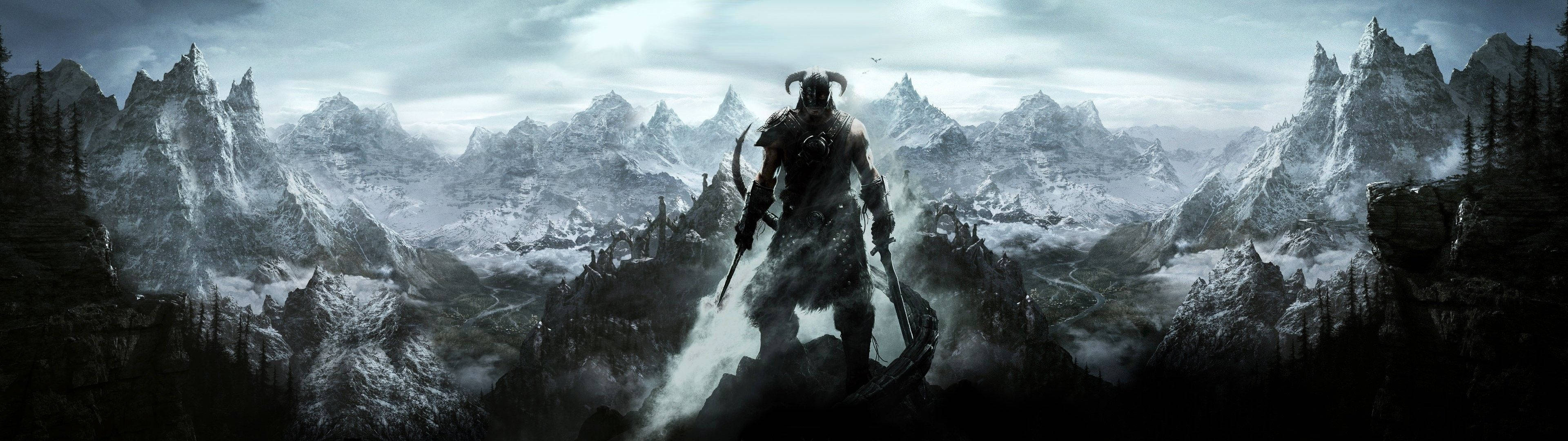 Skyrim Gaming Dual Screen Background