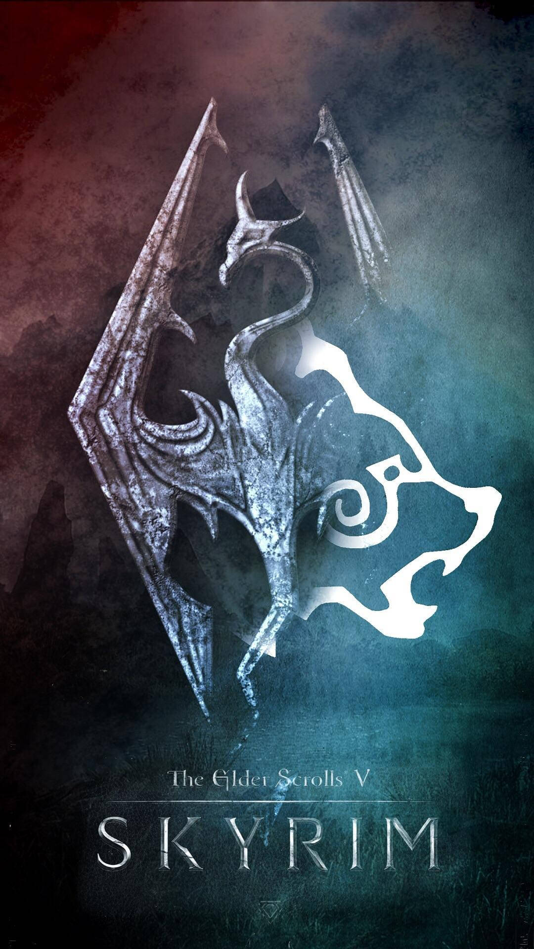 Skyrim Iphone Blue And Red Background