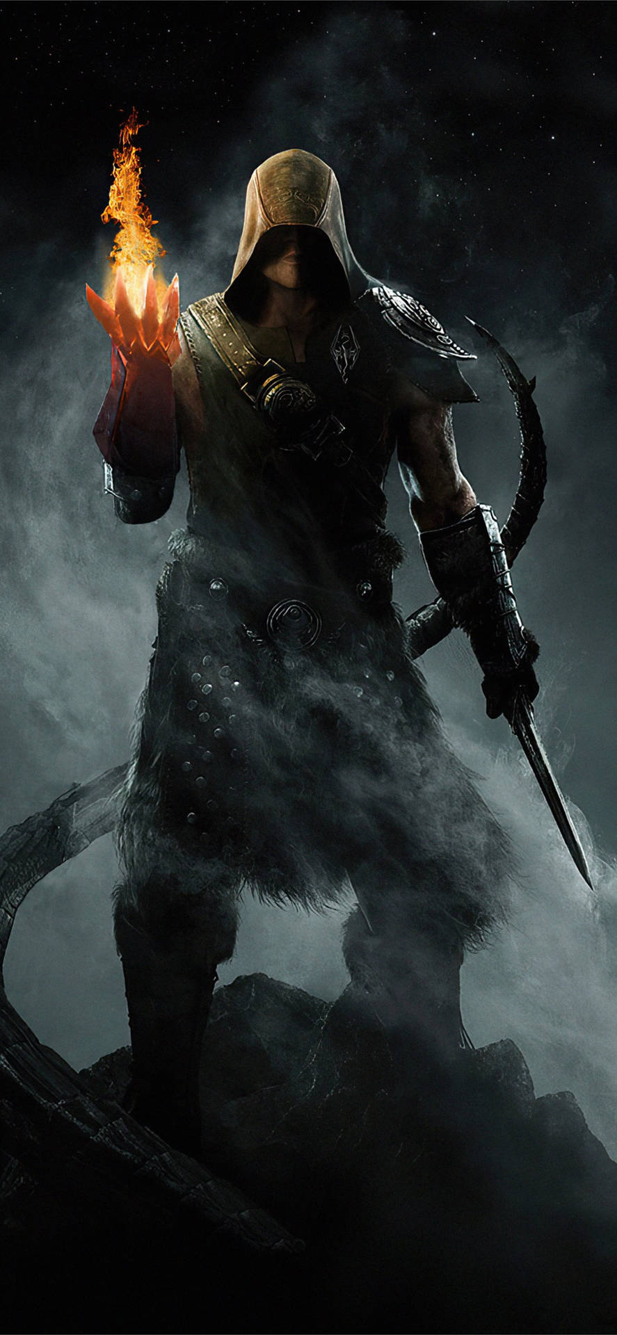 Skyrim Iphone Flame In Hand Background