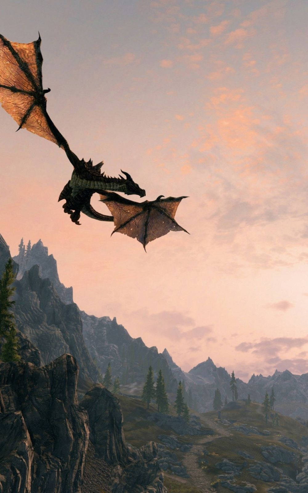 Skyrim Iphone Flying Dragon Background